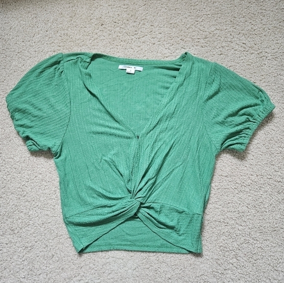 ONIELL Hilda Knot Front Knit Crop Top S - Picture 2 of 7